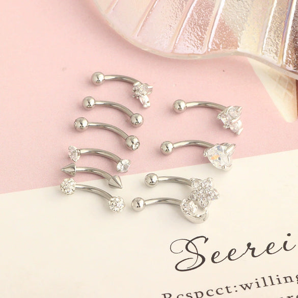 Stainless Steel Heart Shape Electroplating Piercing Jewelry Eyebrow Nail Ear Bone Nail Lip Nail