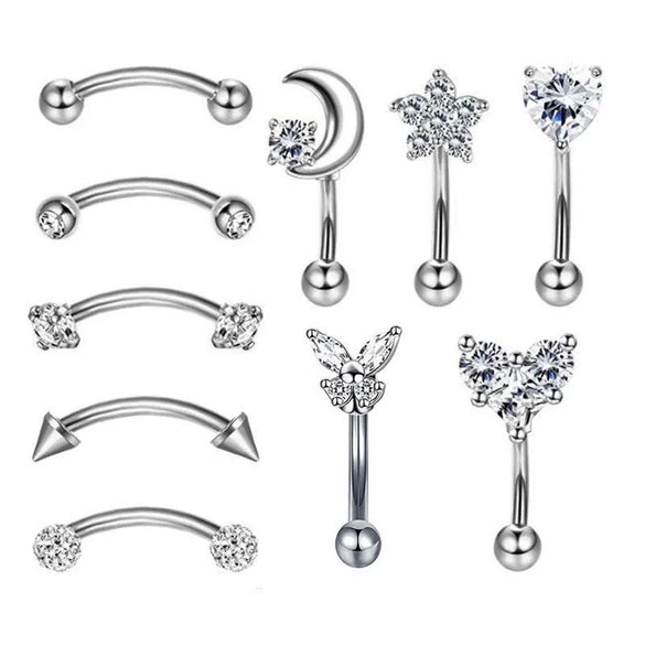 Stainless Steel Heart Shape Electroplating Piercing Jewelry Eyebrow Nail Ear Bone Nail Lip Nail