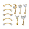 Stainless Steel Heart Shape Electroplating Piercing Jewelry Eyebrow Nail Ear Bone Nail Lip Nail