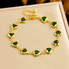 Stainless Steel Heart Shape Faceted Colored Glass Rhinestone Jewelry Bracelet With Electroplating