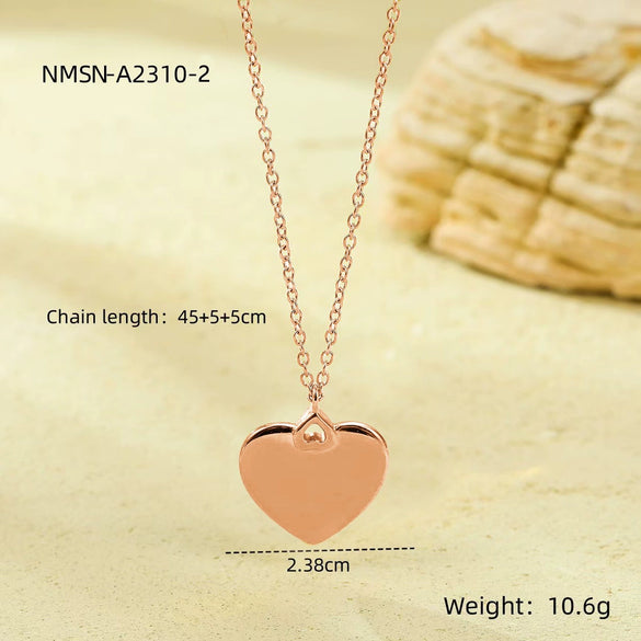 Stainless Steel Heart Shape Fashion Clavicle Chain Pendant Necklace With Electroplating