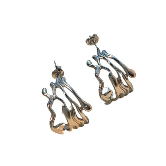 Stainless Steel Heart Shape Geometric Electroplated Exaggerated Light Luxury Couple Style Earrings