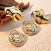 Stainless Steel Heart Shape Geometric Style 18K Gold Plated Tassel Circle Water Drop Earrings For Couple