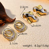 Stainless Steel Heart Shape Geometric Style 18K Gold Plated Tassel Circle Water Drop Earrings For Couple