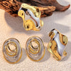Stainless Steel Heart Shape Geometric Style 18K Gold Plated Tassel Circle Water Drop Earrings For Couple