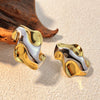 Stainless Steel Heart Shape Geometric Style 18K Gold Plated Tassel Circle Water Drop Earrings For Couple