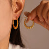 Stainless Steel Heart Shape Geometric Women's Earrings Plated With 18K True Gold