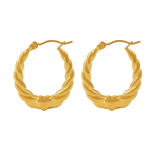 Stainless Steel Heart Shape Geometric Women's Earrings Plated With 18K True Gold