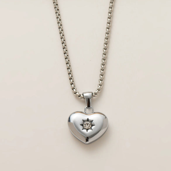 Stainless Steel Heart Shape Love Zirconium Necklace Vacuum Plated 18K Gold