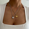 Stainless Steel Heart Shape Love Zirconium Necklace Vacuum Plated 18K Gold