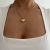 Stainless Steel Heart Shape Love Zirconium Necklace Vacuum Plated 18K Gold
