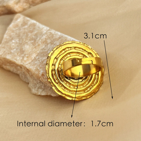 Stainless Steel Heart Shape Minimalist Geometric Electroplated 18K Gold Ring
