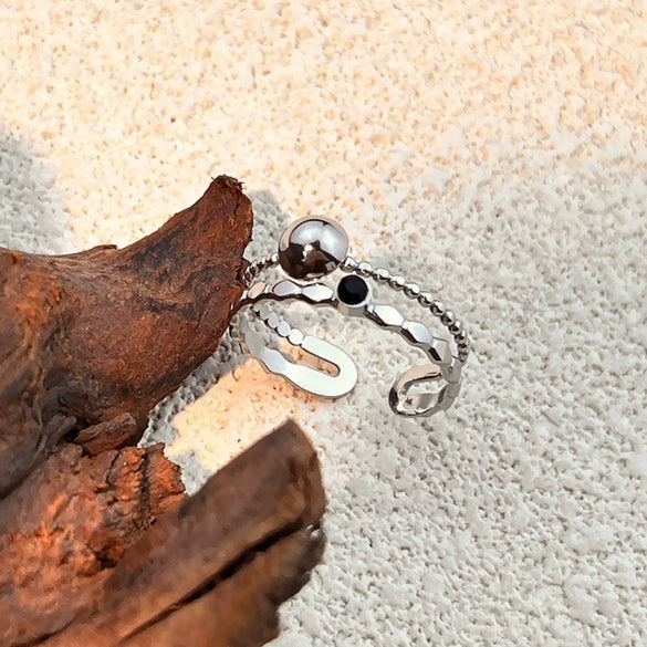 Stainless Steel Heart Shape Minimalist Geometric Electroplating Unisex Opening Adjustable Ring
