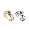 Stainless Steel Heart Shape Minimalist Geometric Electroplating Unisex Opening Adjustable Ring