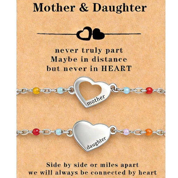 Stainless Steel Heart Shape Mom Daughter Bracelet For Women Sweet Versatile Electroplated Charm Bracelet