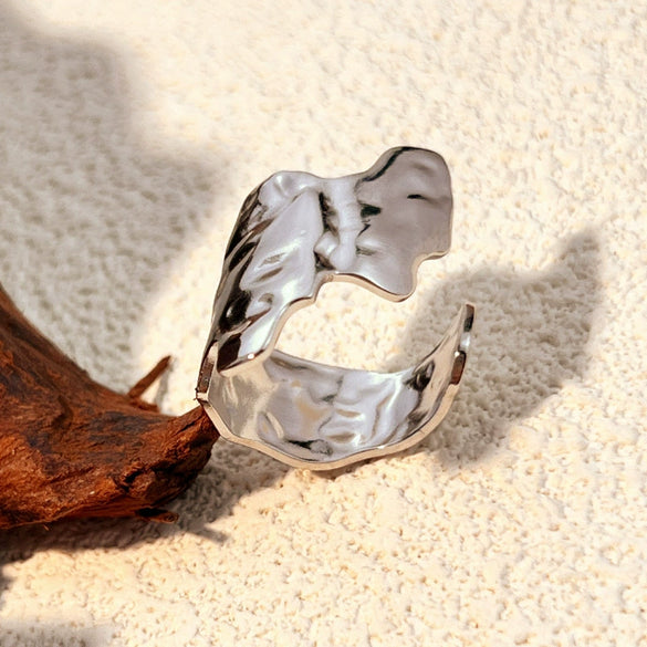 Stainless Steel Heart Shape Natural Geometric Electroplated Loose Couple Ring For Women