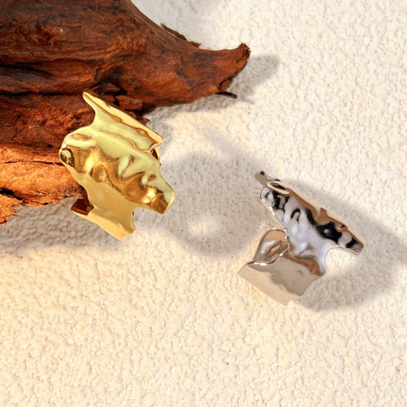 Stainless Steel Heart Shape Natural Geometric Electroplated Loose Couple Ring For Women