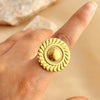 Stainless Steel Heart Shape Open Ring Electroplated With 18K Gold And Natural Geometric Style