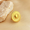 Stainless Steel Heart Shape Open Ring Electroplated With 18K Gold And Natural Geometric Style
