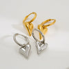 Stainless Steel Heart Shape Pendant And Earrings Minimalist Style Goldplated Electroplating