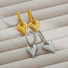 Stainless Steel Heart Shape Pendant And Earrings Minimalist Style Goldplated Electroplating