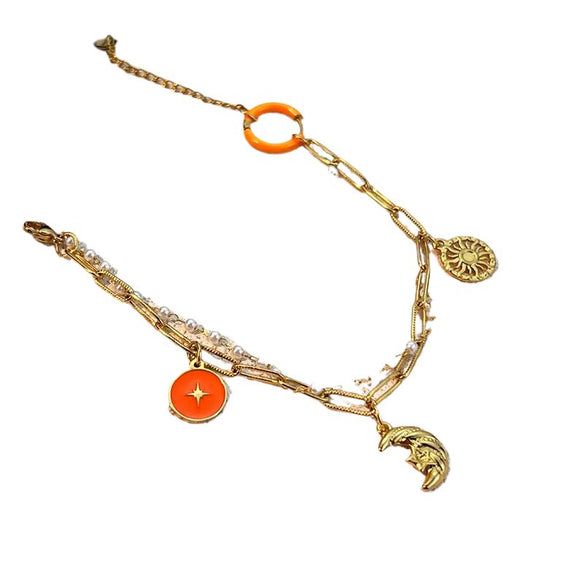 Stainless Steel Heart Shape Pendant Bracelet Electroplated Light Luxury Jewelry Unisex