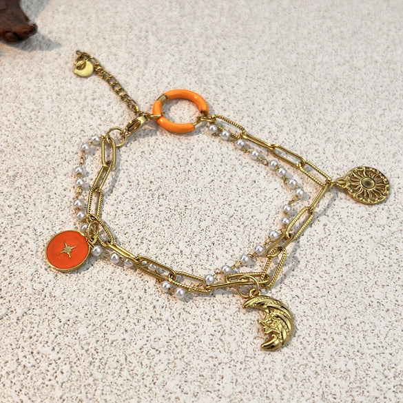 Stainless Steel Heart Shape Pendant Bracelet Electroplated Light Luxury Jewelry Unisex