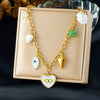 Stainless Steel Heart Shape Pendant Necklace With Oil Dripping Devil's Eye Design And Electroplating For Women