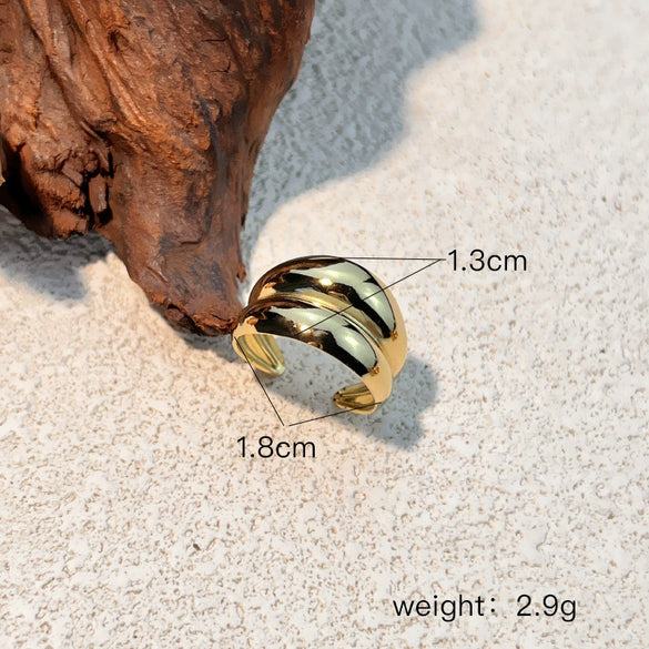 Stainless Steel Heart Shape Ring Electroplated 18K Gold Minimalist Geometric Jewelry