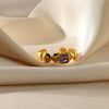Stainless Steel Heart Shape Ring Electroplating Design Love Does Not Fade Zircon Women's