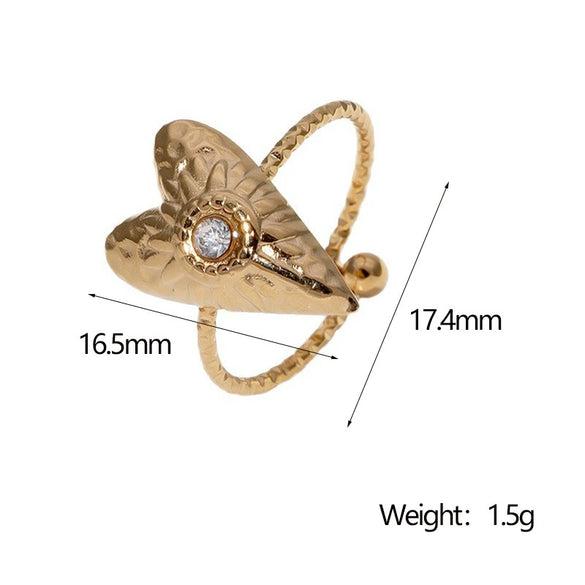 Stainless Steel Heart Shape Ring For Women Simple Style Electroplated