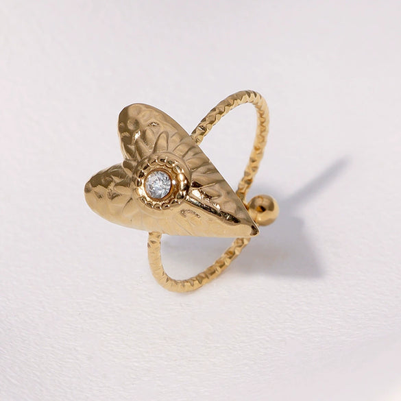 Stainless Steel Heart Shape Ring For Women Simple Style Electroplated