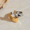 Stainless Steel Heart Shape Ring With Gold And Silver Color Matching Electroplating For Women