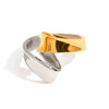 Stainless Steel Heart Shape Ring With Gold And Silver Color Matching Electroplating For Women