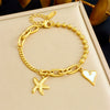 Stainless Steel Heart Shape Starfish Love Pendant Electroplated Fashion Ladies Bracelet