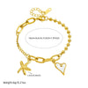 Stainless Steel Heart Shape Starfish Love Pendant Electroplated Fashion Ladies Bracelet