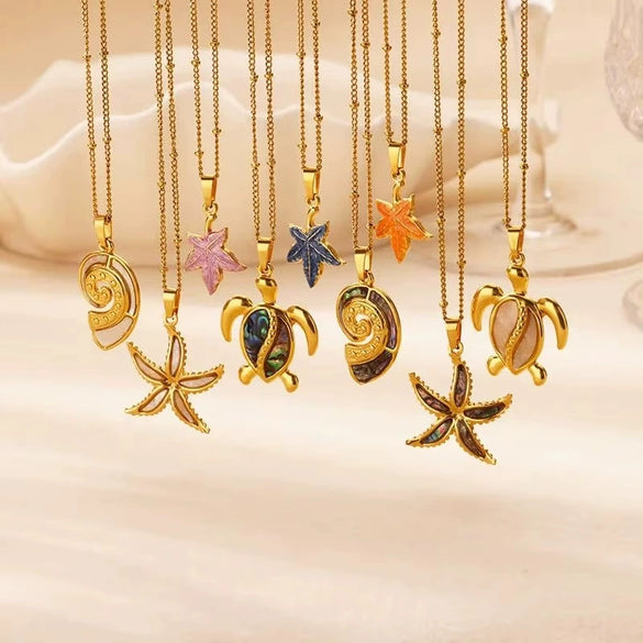 Stainless Steel Heart Shape Turtle Pendant Necklace Electroplating Minimalist Unisex