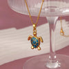 Stainless Steel Heart Shape Turtle Pendant Necklace Electroplating Minimalist Unisex