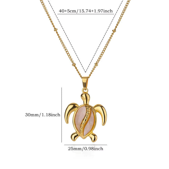 Stainless Steel Heart Shape Turtle Pendant Necklace Electroplating Minimalist Unisex