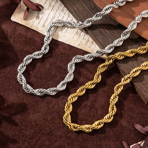 Stainless Steel Heart Shape Twist Chain Necklace With 18K Gold Color Vacuum Plating