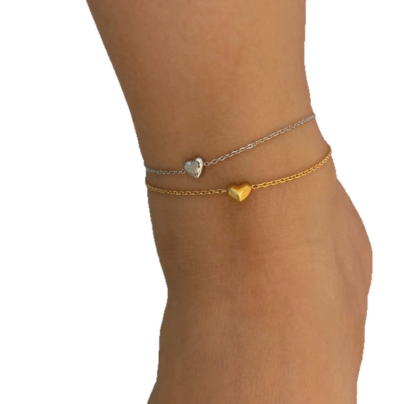 Stainless Steel Heart Shaped Anklet Simple Fashion Creative Unisex Accessories