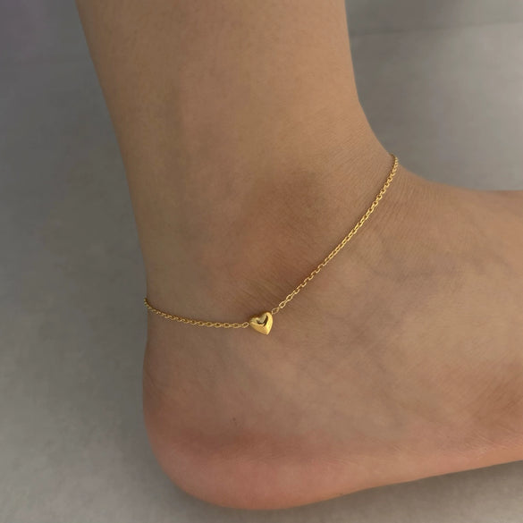Stainless Steel Heart Shaped Anklet Simple Fashion Creative Unisex Accessories