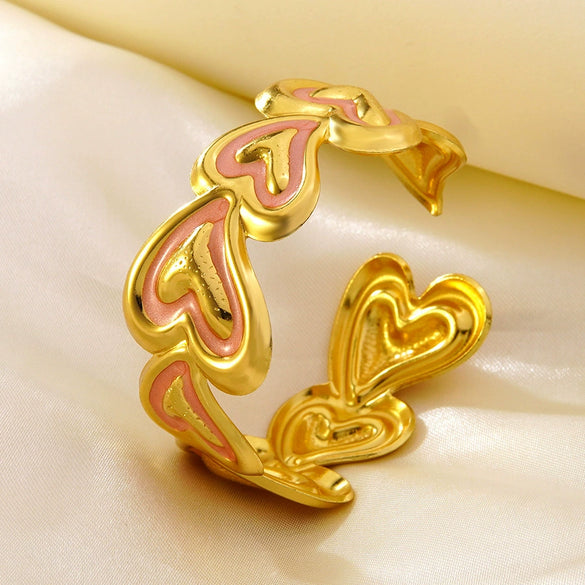 Stainless Steel Heart Shaped Bracelet With Drip Oil Finish Fashion Versatile Light Luxury Style Accessory