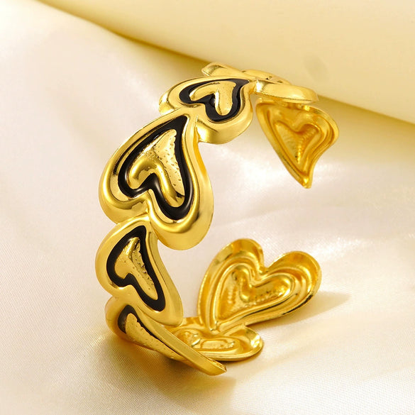 Stainless Steel Heart Shaped Bracelet With Drip Oil Finish Fashion Versatile Light Luxury Style Accessory