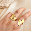 Stainless Steel Heart Shaped Classic Open Ring With 18K Gold Plating And Natural Geometric Design