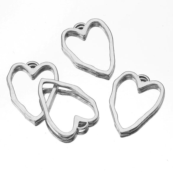 Stainless Steel Heart Shaped Geometric Pendant Necklace With Electroplating Treatment Jewelry Accessories