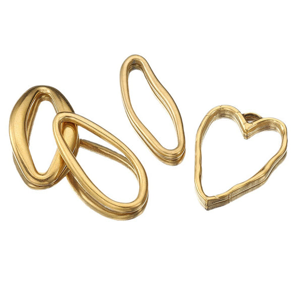 Stainless Steel Heart Shaped Geometric Pendant Necklace With Electroplating Treatment Jewelry Accessories
