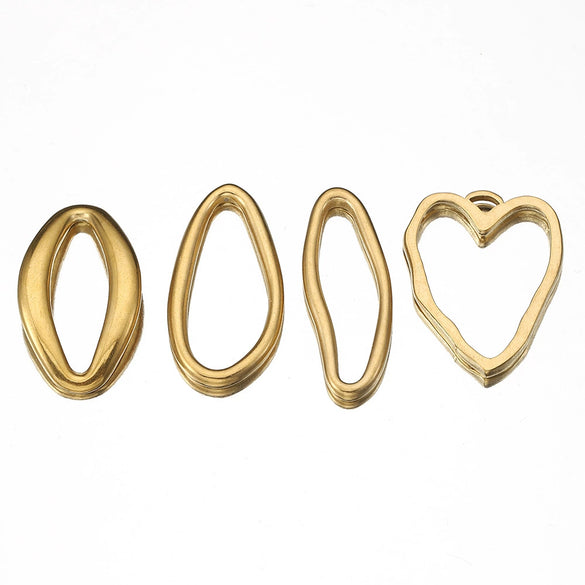 Stainless Steel Heart Shaped Geometric Pendant Necklace With Electroplating Treatment Jewelry Accessories