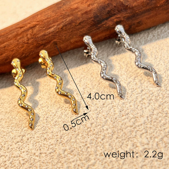 Stainless Steel Heart Shaped Geometric Style Electroplated Earrings For Couples