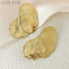 Stainless Steel Heart Shaped Ginkgo Leaf Stacked Stud Earrings For Women With Electroplating And Plant Flower Design